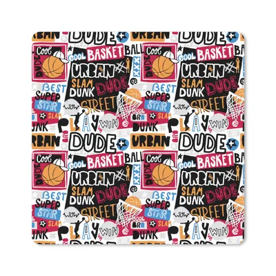 Produktbild von MuchoWow® Mauspad Mousepad Basketball - Zitate - Muster - Alphabet 20x20 cm - Mousepads - Maus Mat - Pad - Mausunterlage - Desk Mat - Bureauartikeln