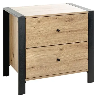 Konsolentisch Eiche/Schwarz 60x60x42 cm mit Schublade