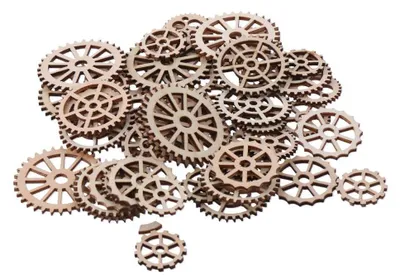 Holzzahnräder, 50 Stück, 2,5–5 cm, blanke Holzscheiben, DIY-Deko