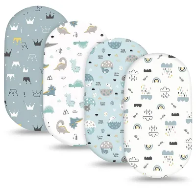 Produktbild von Set von 4 atmungsaktiven Babybettlaken aus Mikrofaser für die Wiege
