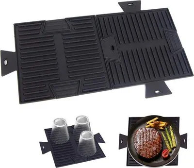 Image de Tapis anti-gouttes en silicone pour vaisselle de table, 18 x 36 cm, noir, pliable, résistant à la chaleur, antidérapant.