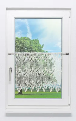 Produktbild von Scheibengardine Plauener Spitze - Arabeske (BxH) 149cm * 50cm naturweiß Panneaux Bistrogardine Kurzgardine Stickerei
