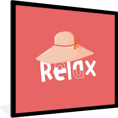 Produktbild von MuchoWow® Gerahmtes Poster Sommer - Rosa - Hut 40x40 cm - Poster mit Schwarzem Bilderrahmen Wandposter Rahmen Foto Bilder - Mit Rahmen - Wanddekoration Schlafzimmer