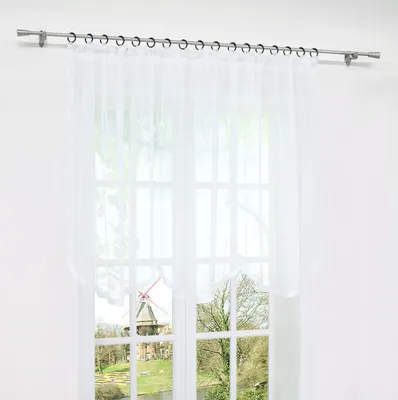Produktbild von Joyswahl Voile Fertig Gardine mit Kräuselband Vorhang Bogenstore Scheibengardine mit Satinband transparent Weiß HxB 120x300 cm