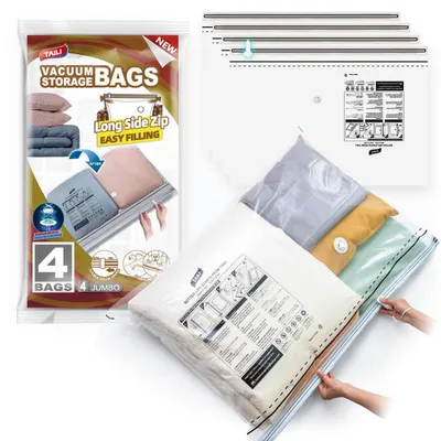 Produktbild von Vakuumbeutel für Kleidung 4 Stück Extra Groß 100 x 70 cm Platzsparend Aufbewahrung Bettdecken Decken Reisen