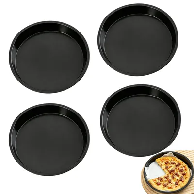 Pizzaplatten 4er-Set, rund, Ø 20 cm, Antihaft, Kohlenstoffstahl