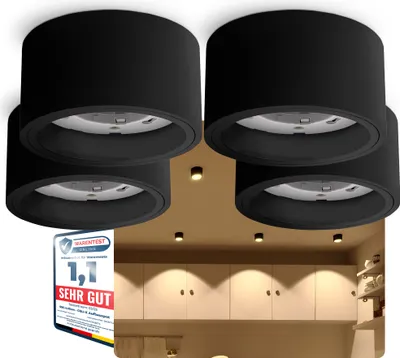 Produktbild von SSC-LUXon 4er Set CELI-X Aufbaustrahler extra flach Fassung für GX53 - Decken Aufbauspot schwarz rund (ohne Leuchtmittel)