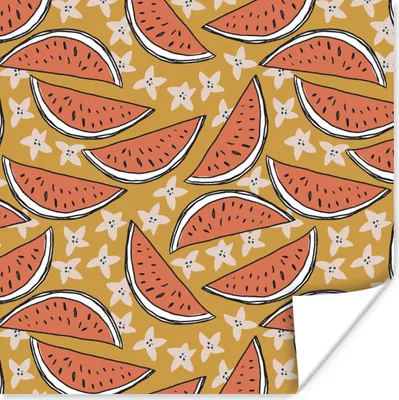 Produktbild von MuchoWow® Poster Sommer - Seestern - Wassermelone 100x100 cm - Babyzimmer