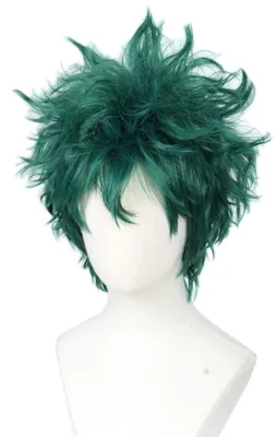 Obrázek produktu pro Krátká zelená kudrnatá paruka - Halloween kostým - Cosplay - Hřejivé materiály - Délka cca 30 cm - Kvalitní syntetická vlákna