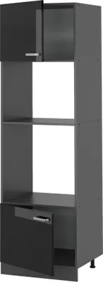 Produktbild von Vicco Mikrowellenschrank R-Line, 60 cm, Schwarz Hochglanz/Anthrazit