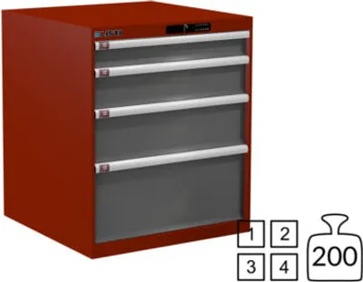 Produktbild von Lista Schubladenschrank - 79.499.522 - 850x717x725 mm (HxBxT) - 4 Schubladen - 200 kg - Code Lock - RAL 3003/NCS S 6502-B