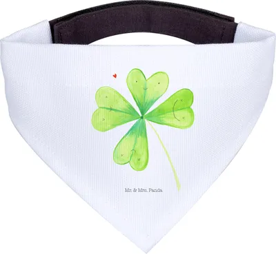 Produktbild von Mr. & Mrs. Panda Bandana Blume Kleeblatt - Weiß - Geschenk, Neuer Job, Glücksbringer, Halstuch Hund, für, Hunde, Garten, Motivation, Dreieckstuch, Glück, Umzug, Hals Tuch