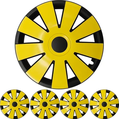 Radzierblenden 15 ZOLL "Nefryt" in Schwarz / Gelb 4x PREMIUM DESIGN Radkappen in der Farbe Schwarz von F.H.U.P. OLSZEWSKI