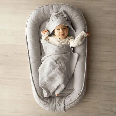 Produktbild von Palulli LONG Babynest Musselin 100% Baumwolle mit Klappe