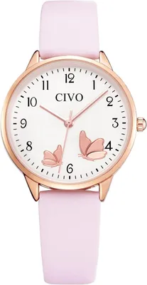 Produktbild von CIVO Damenuhr Lederarmband Roségold Analog Quarz Uhr Damen Wasserdicht mit Zahlen Elegante Mode Armbanduhr Geschenk für Frauen
