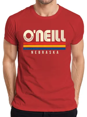 Produktbild von O'Neill Nebraska Vintage Retro 70s 80s Style Streifen USA Amerika Herren T-Shirt, Rot, M
