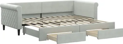 Obrázek produktu pro vidaXL Rozkládací postel se zásuvkami Světle šedá 90x200 cm Velvet