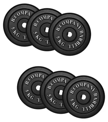 Image de Disques de fonte pour haltères, poids d'haltères, 30 kg (6 x 5,0 kg), diamètre 30/31 mm