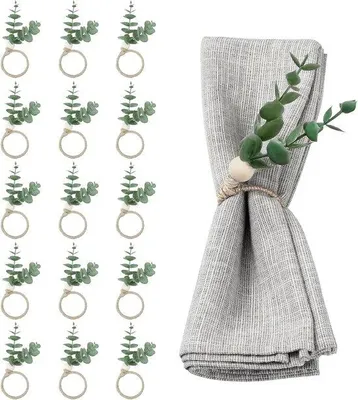 Produktbild von Eucalyptus Servietten - Naturtisch Deko - 15 Stück - Grün
