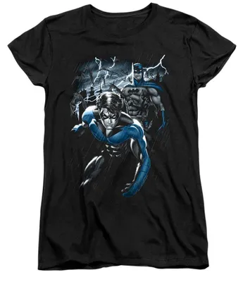 Image de T-shirt pour femme "Dynamic Duo" sur le thème de Batman, modèle TV41238 (taille XL), couleur noire