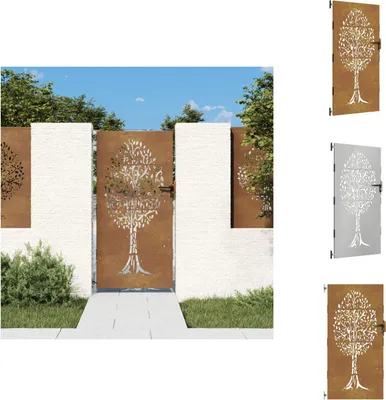 Produktbild von vidaXL Gartentor 85x200 cm Cortenstahl Baum-Design - Gartentore