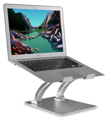 Image de DESIRE2 Support pour ordinateur portable double pivot réglable en aluminium argenté