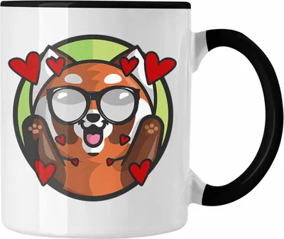 Produktbild von Trendation - Love Panda Tasse Kinder Geschenkidee für Jungs Mädchen Lustige Grafik Jungen (Schwarz)