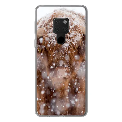 Produktbild von MuchoWow® Handyhülle Schutzhülle Hülle für Huawei P40 Lite Schottischer Highlander - Hörner - Schnee Silikon Softcase Handy Hülle - Handy