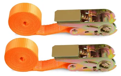 Obrázok produktu pre Upevňovacie popruhy s račňou, šírka 25 mm, dĺžka 2 m, nosnosť 800 kg, 2 kusy, farba: oranžová