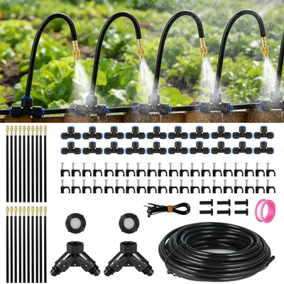 Bewässerungssystem 70 m mit 40 Sprühdüsen, Tropfbewässerung für Garten & Balkon