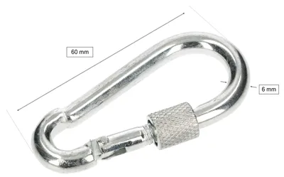 Produktbild von KOTARBAU Karabiner mit Schraubverschluss Feuerwehr 60 mm 5er Set Stahl verzinkt Silber
