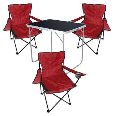 4-tlg Camping Set Gartenmöbel Campingtisch + 3 Campingstuhl Klappstuhl