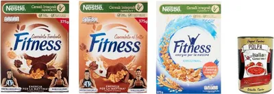 Produktbild von Nestlé FITNESS Original, Milchschokolade, Dunkle Schokolade, Cerealien Vollkorn, mit Schokolade und Vollkornmüsli, enthält Vitamine, Calcium & Eisen, 3x 375g + Italian Gourmet polpa 400g