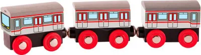 Produktbild von HOLZ EISENBAHN WAGON KINDER Holzspielzeug Lokomotive Zug Lok Anhänger Wagen