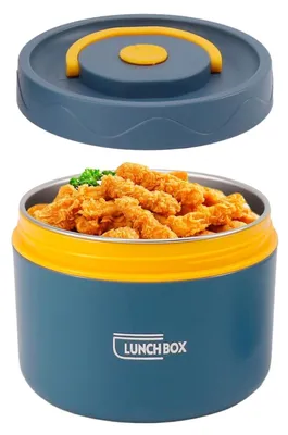 Produktbild von Thermobehälter Essen 550ml Warmhaltebehälter mit Deckel 304 Edelstahl Weithals Auslaufsicher Blau