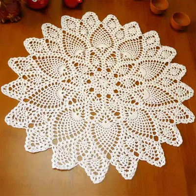 Runde gehäkelte Tischsets 50 cm, 100% Baumwolle, Beige