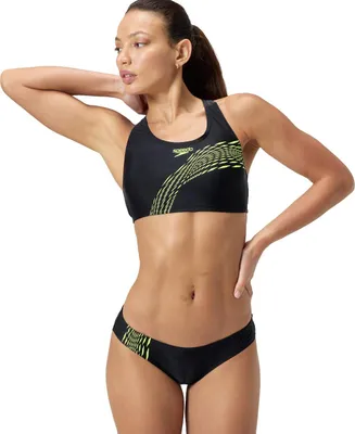 Produktbild von Speedo Placement Bikini Damen chlorbeständig, Farbe:Schwarz-Gelb, Größe:44