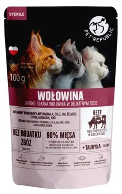 Image de PET REPUBLIC Nourriture stérilisée de bœuf, finement hachée - nourriture humide pour chats - 100 g