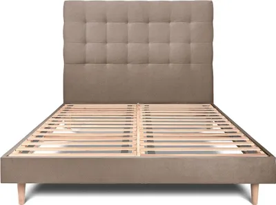 Produktbild von Bett mit gepolstertem Kopfteil – Samtstoff - 135 x 190 cm