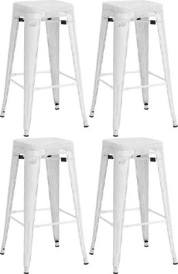 Produktbild von CLP 4er Set Metall Barhocker Fletcher stapelbar | Farbe weiß