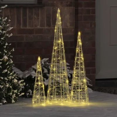 Produktbild von vidaXL Weihnachtsbaum mit 90 LEDs 3 pcs Warmweiß 20 x 20 x 80 cm Acryl
