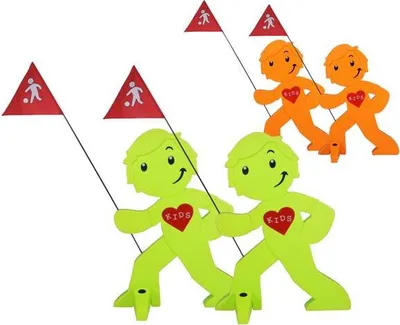 Produktbild von StreetBuddy - Warnfigur, Warnaufsteller, Warnschild Kindersicherheit Mehrfachset (Mehrfarbig, 4er Pack)