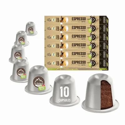 Obrázek produktu pro Espresso káva - 60 kávových kapslí | La Natura Lifestyle Organic 306g| biosourced | kompatibilní s Nespresso®*