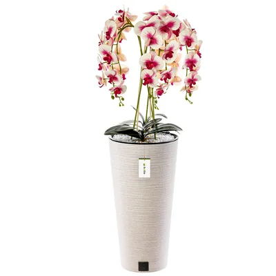 Obrázek produktu pro Volně stojící květináč Ø 30 cm H 57 cm Bílý květináč Dláto květináč Plastový květináč s vložkou