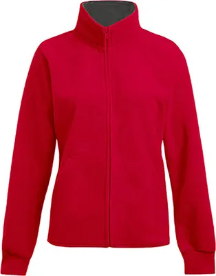 Produktbild von Doppel-Fleece Jacke Damen, Rot-Hellgrau, XS