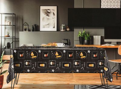 Melody Wachstuch Tischdecke 200 x 140 cm eckig Kaffe Kuchen schwarz #6212-01