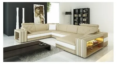 Produktbild von Wohnlandschaft Ecksofa Ledersofa Sofa Couch Polster Sitz Eck Garnitur DonbassW