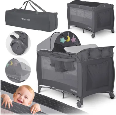 Obrázok produktu pre Cestovná postieľka + matrac + taška 125 x 65 x 78 cm RK-242 antracit
