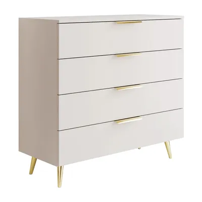Produktbild von Kommode LINA KASZMIR 1D4S auf hohen Beinen Goldchrom/Kaschmir mit LED-Beleuchtung, Breite 95 cm
