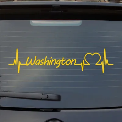 Produktbild von Heckscheibenaufkleber Washington Herzschlag Puls Staat USA Liebe 55x13 cm Gelb Auto Aufkleber Sticker